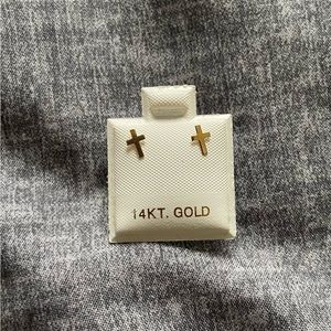 14k screw back cross earrings